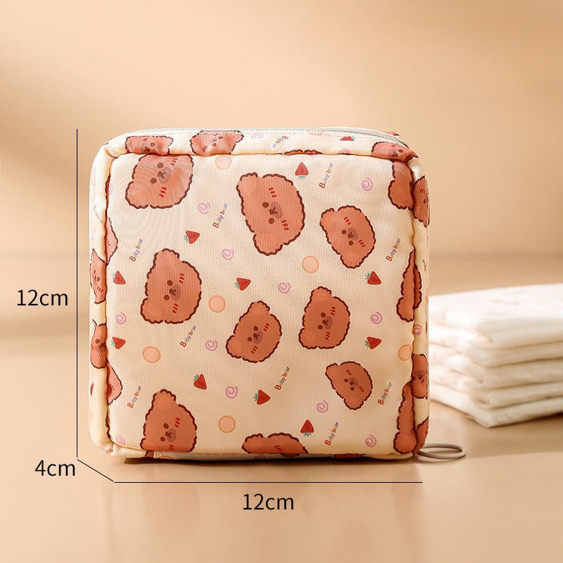 Whoelsale Cartoon Printed Sanitary Napkin Polyester Storage Bag